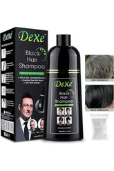 Dexe black hair shampoo - Instant Black Hair Colouring Shampoo for Men and Women Easy to Use 100% Grey Coverage Easy and Quick 30 Day Hold 3 in 1 Black 400ml