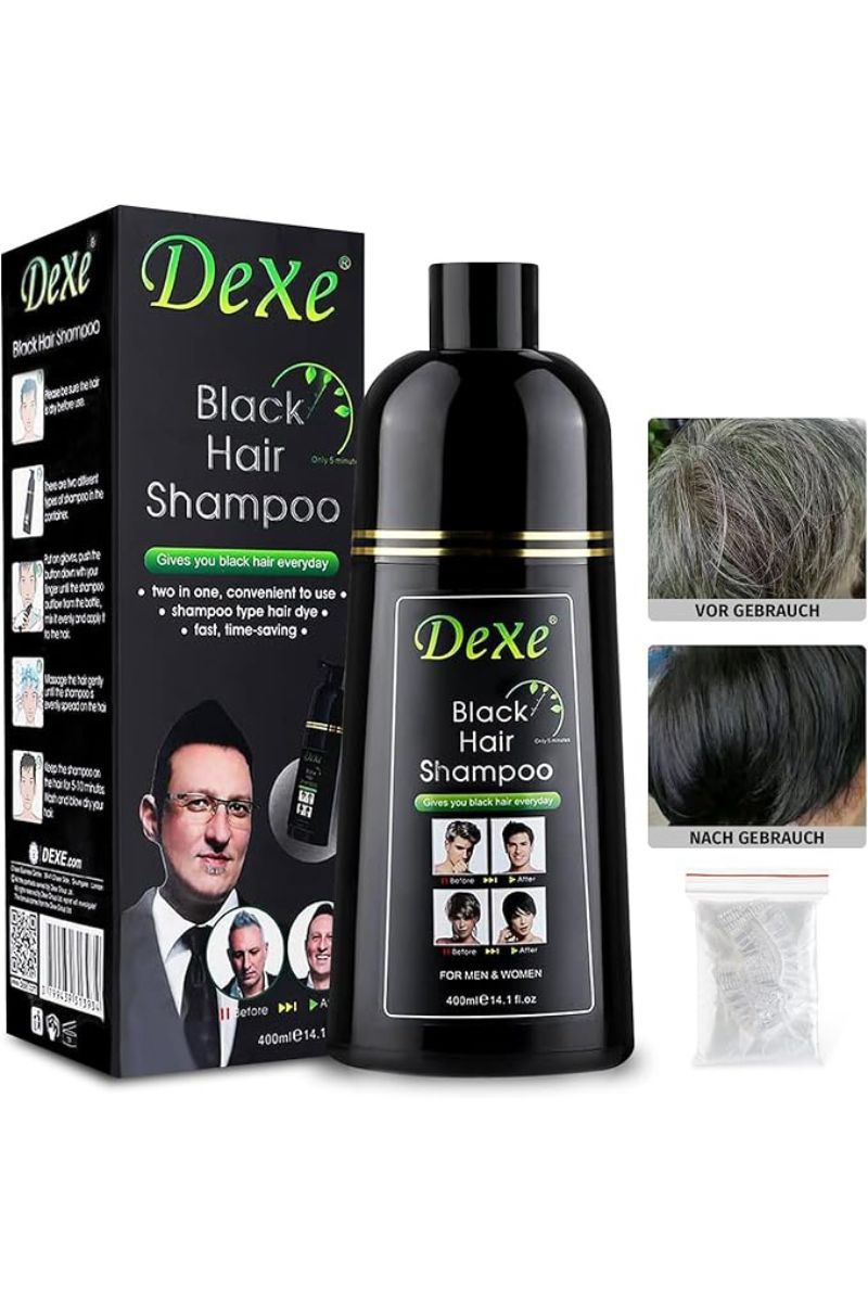 Instant Black Hair Colouring Shampoo for Men and Women Easy to Use 100% Grey Coverage Easy and Quick 30 Day Hold 3 in 1 Black 400ml